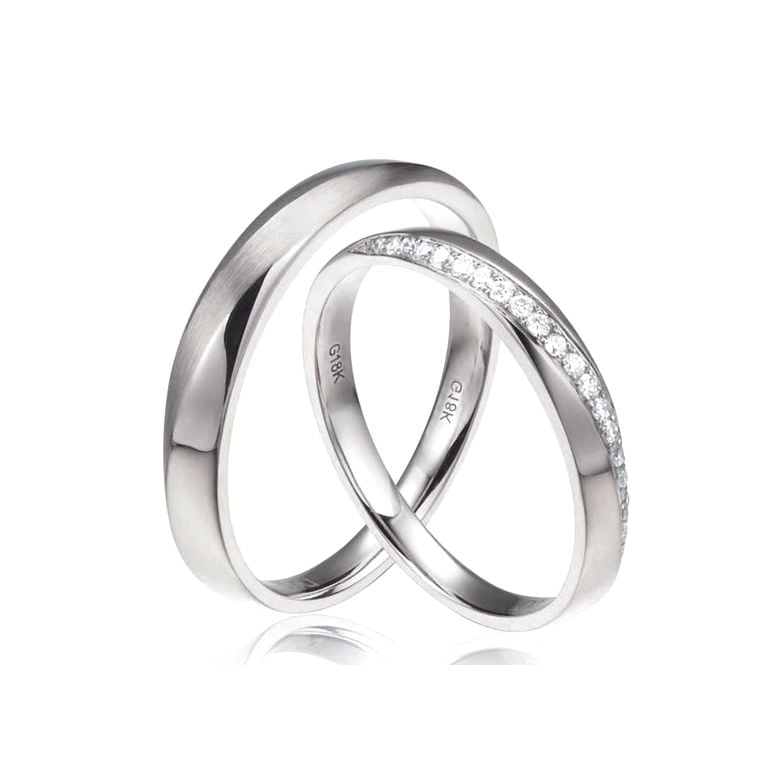 Fedi Nuziali Tea & Ovidio - Oro Bianco 18kt e Diamanti - 1