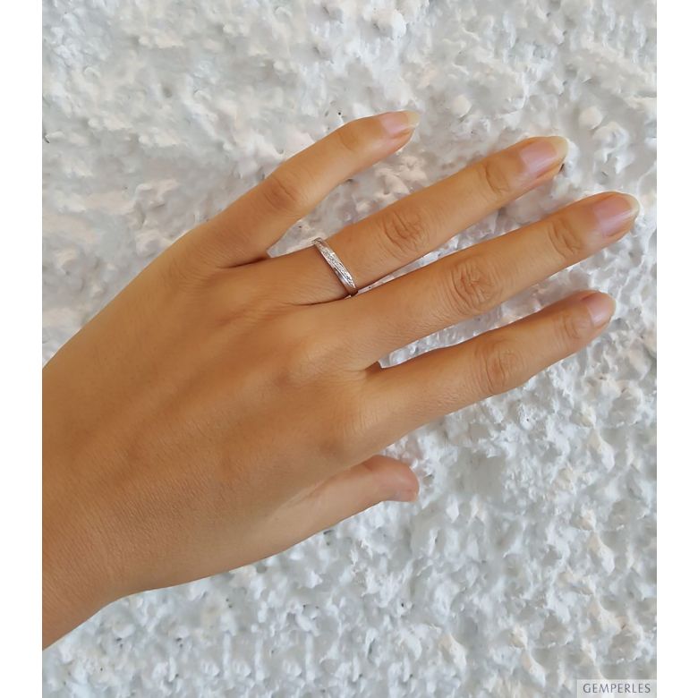 Fedi Nuziali Tea & Ovidio - Oro Bianco 18kt e Diamanti - 4