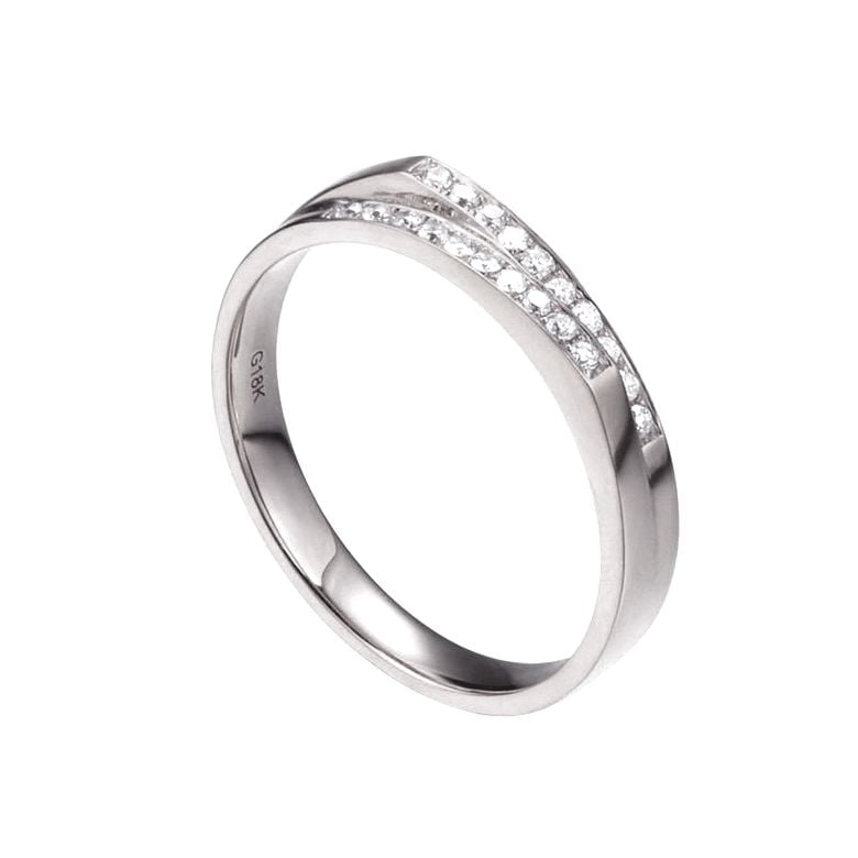 Fede Nuziale da Donna Dalila - Oro Bianco e Diamanti - 1