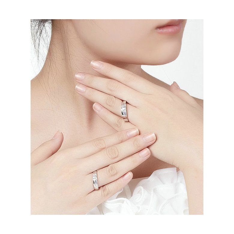 Fede Nuziale Giuliana - Anello Donna Oro Bianco Lucido/Spazzolato - 2