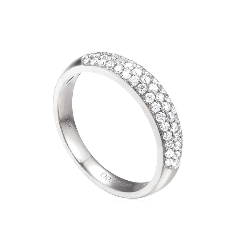 Fede Nuziale Bombata Bianca - Platino & Diamanti - 1