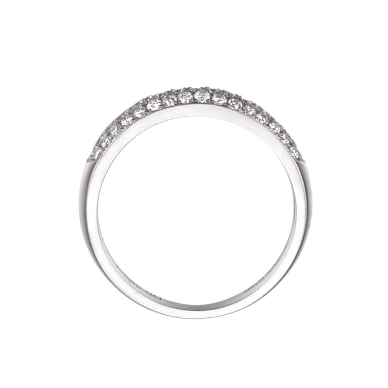 Fede Nuziale Bombata Bianca - Platino & Diamanti - 4
