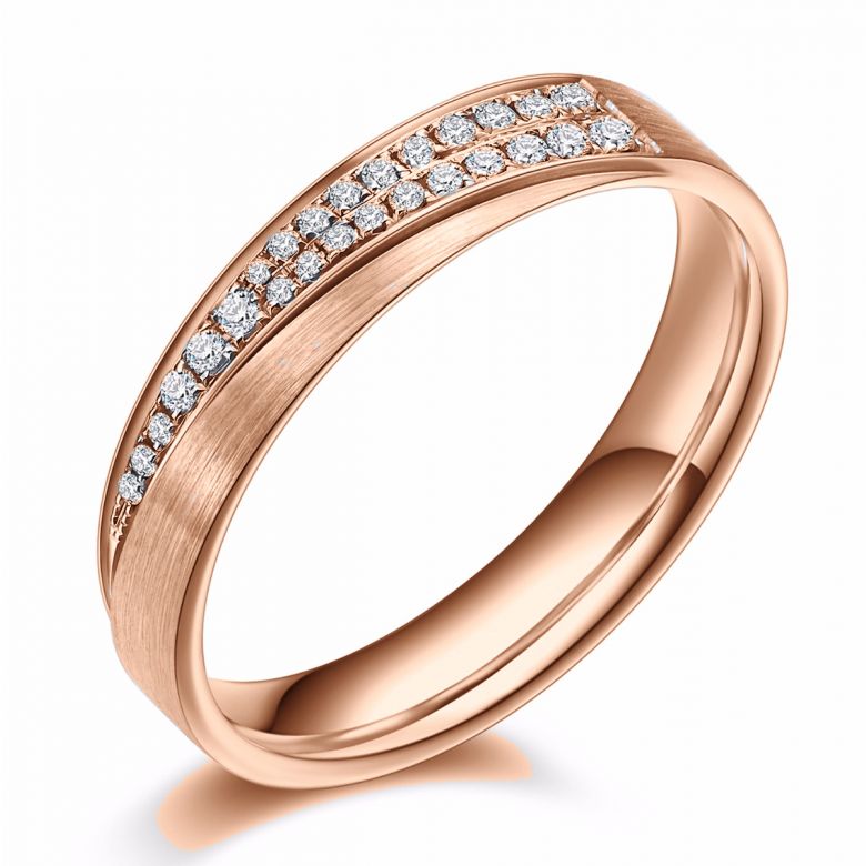 Fede Nuziale Donna Sillage Amoureux - Oro Rosa, Diamanti | Gemperles - 2