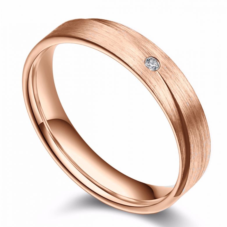 Fede Nuziale Uomo Sillage Amoureux - Oro Rosa, Diamanti | Gemperles - 2