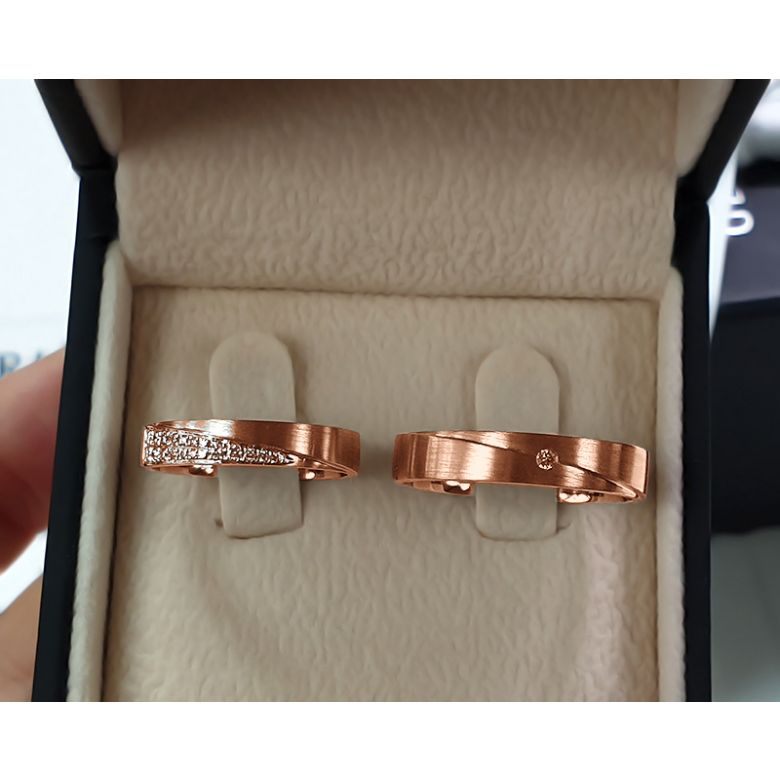 Fede Nuziale Uomo Sillage Amoureux - Oro Rosa, Diamanti | Gemperles - 1