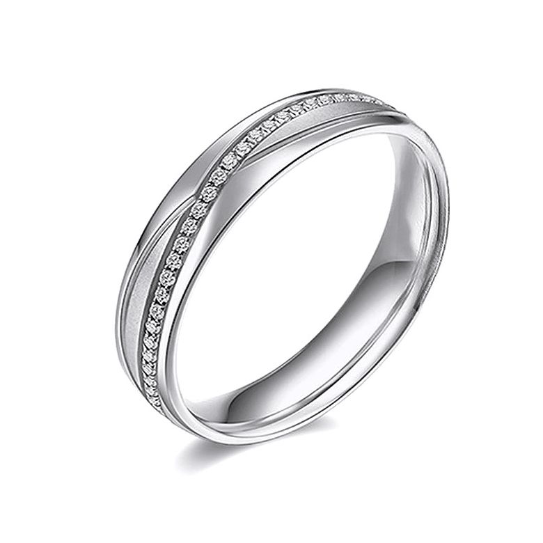 Fede Nuziale Donna Étreintes Infinies - Oro Bianco, Diamanti - 1