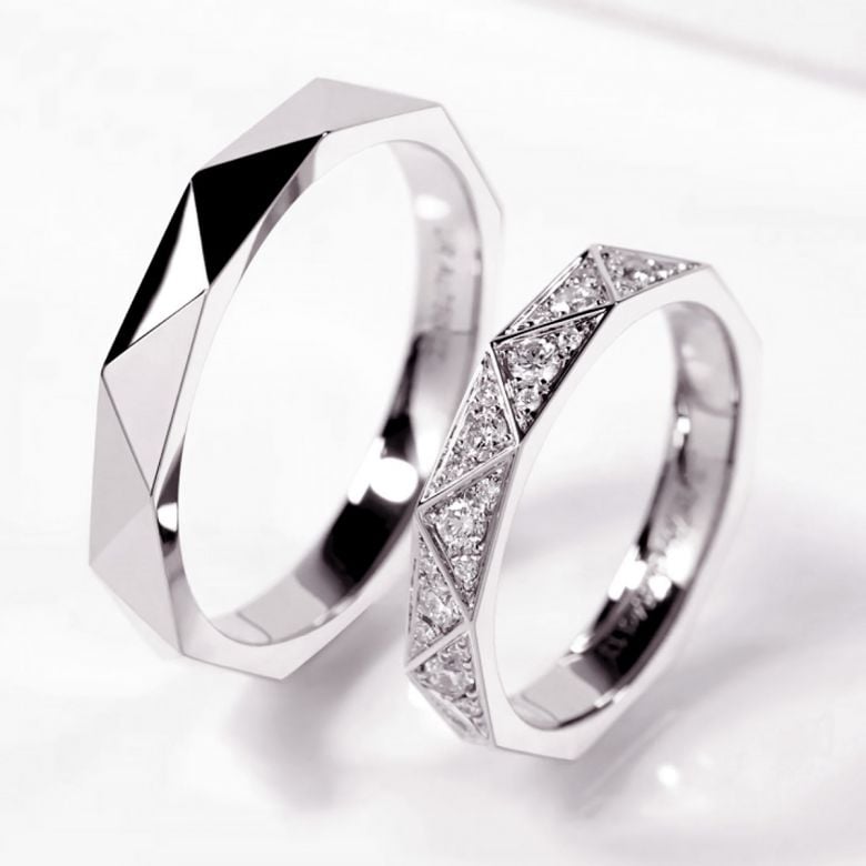 Fedi nuziali de Matrimonio Duo Triangulaire Platino - 1