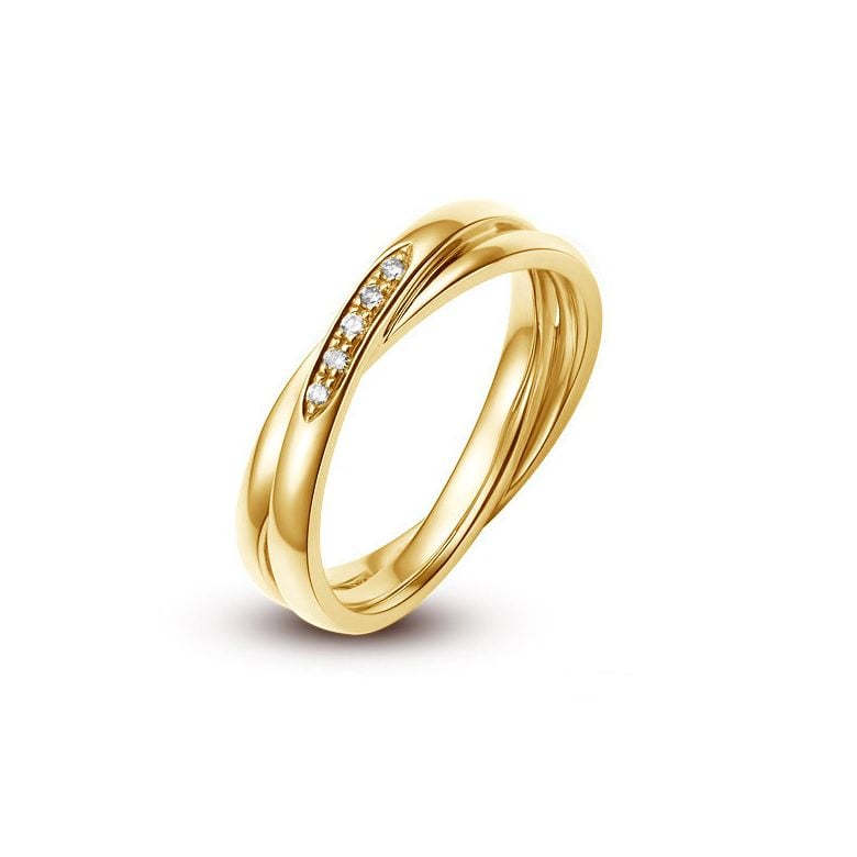 Fede Nuziale Doppia Jessica - Oro Giallo, Diamanti - 1