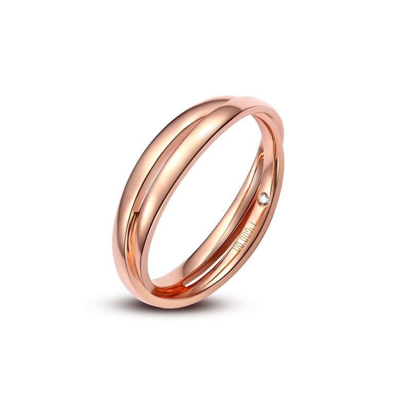 Fede Nuziale Doppia Dickens - Oro Rosa, Diamanti - 2