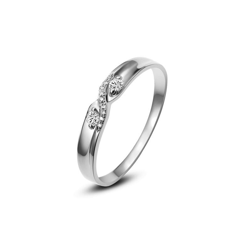 Fede Nuziale da Donna Monika - Oro Bianco e Diamanti - 1