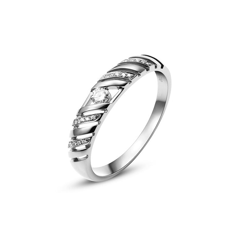 Fede Nuziale per Donna Ricarda. Oro bianco 18kt & Diamanti - 1