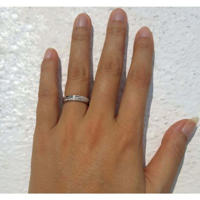 Fede Donna. Oro bianco. Diamanti incastonati 0.110ct - 3