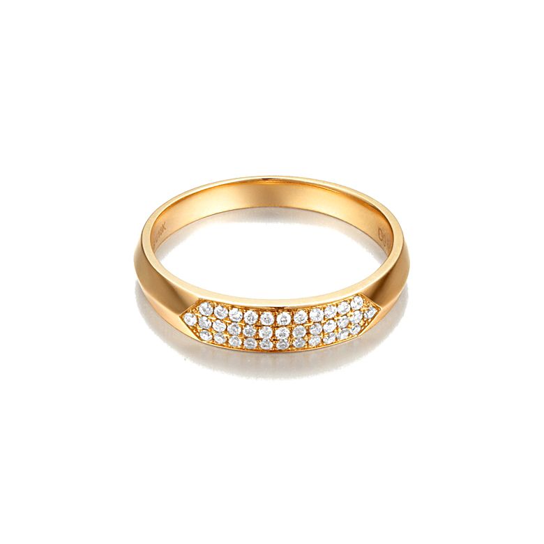 Fede Nuziale da Donna Mélancolique - Oro Giallo & Fascia Diamanti - 1