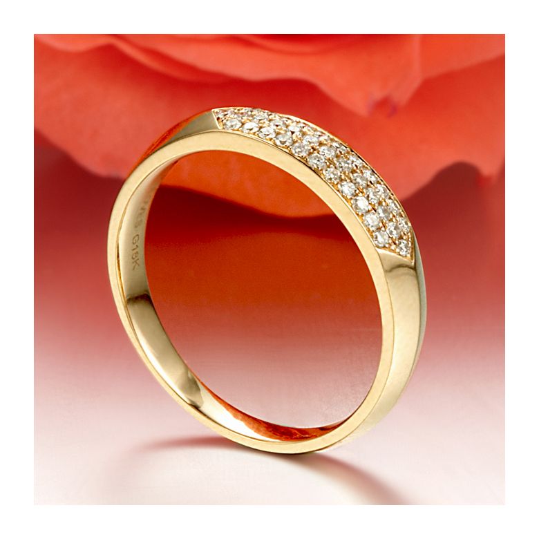 Fede Nuziale da Donna Mélancolique - Oro Giallo & Fascia Diamanti - 4