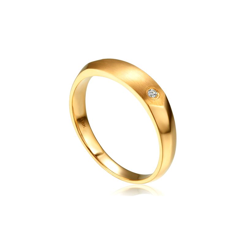 Fede Nuziale da Uomo Karasek - Oro Giallo & Diamante Interno - 1