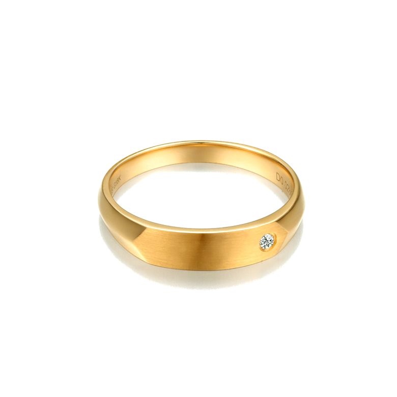 Fede Nuziale da Uomo Karasek - Oro Giallo & Diamante Interno - 2