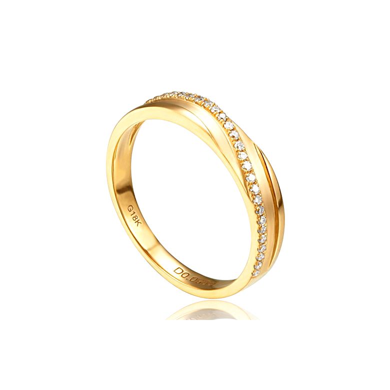 Fede Nuziale da Donna Extase - Oro Giallo e Diamanti - 1
