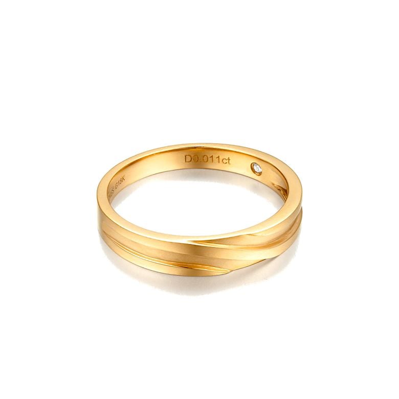 Fede Nuziale da Uomo Eolas - Oro Giallo e Diamante Interno - 4