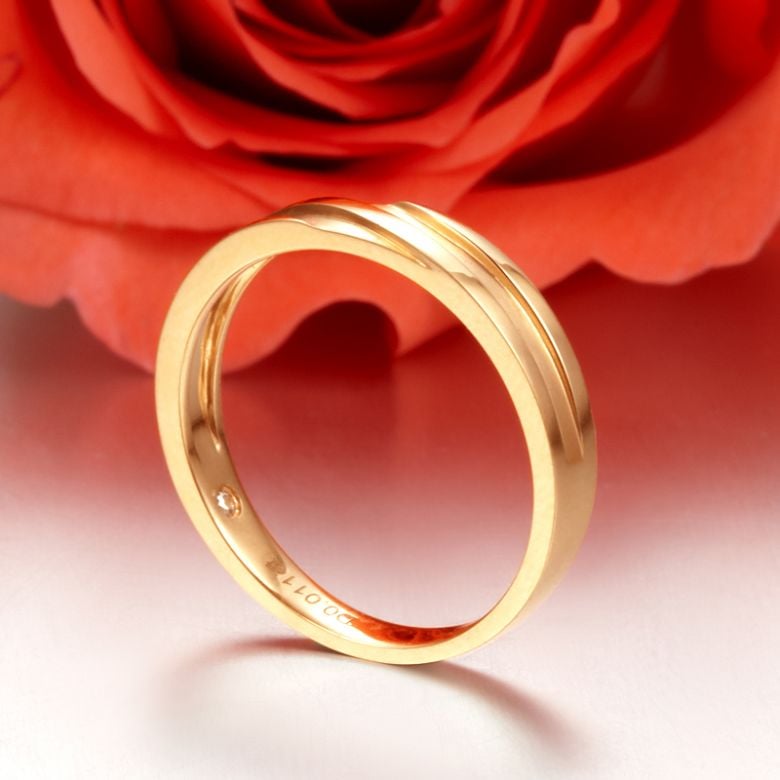 Fede Nuziale da Uomo Eolas - Oro Giallo e Diamante Interno - 2