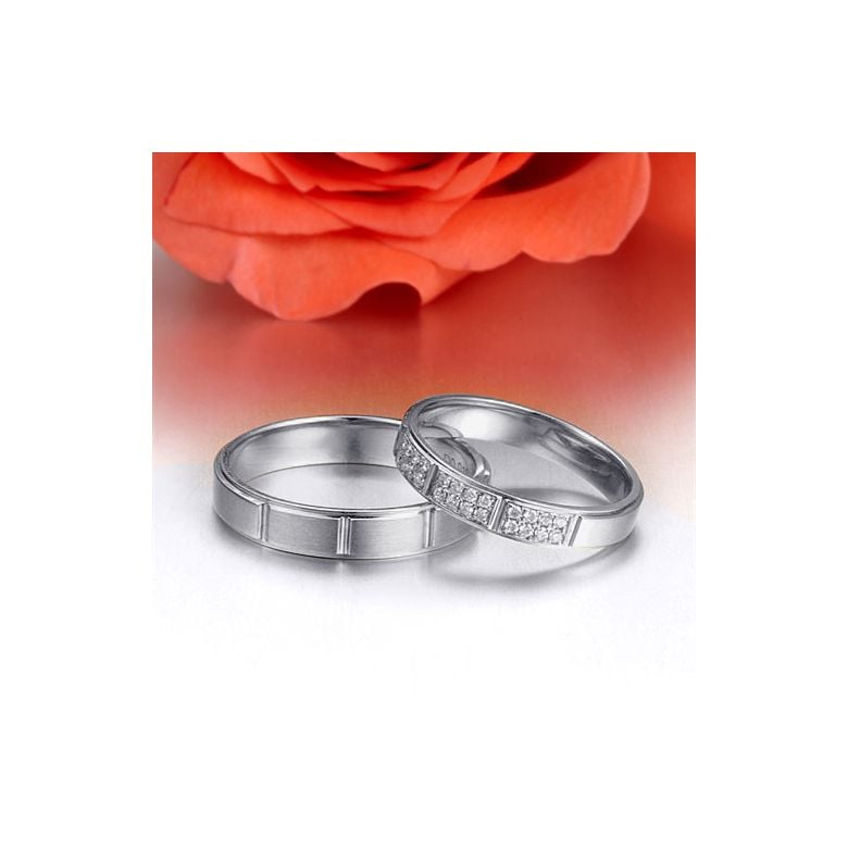 Fedi nuziali Coppia -  Platino - Diamanti - 2