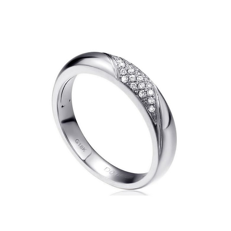 Fede Nuziale da Donna Attorno A Me - Fedina Oro Bianco, Diamante - 2