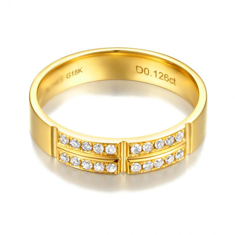 Fede Nuziale Lina da Donna - Oro Giallo e Diamanti - 5