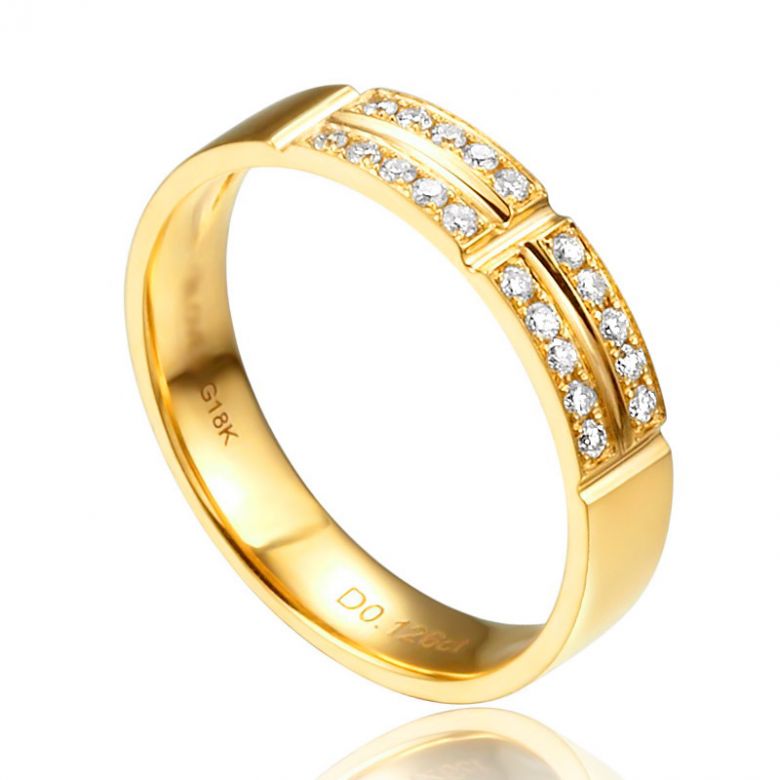 Fede Nuziale Lina da Donna - Oro Giallo e Diamanti - 1