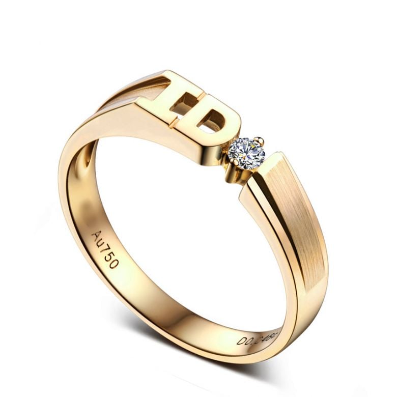 Fede Nuziale I Do - Anello Da Donna in Oro Giallo e Diamante - 1