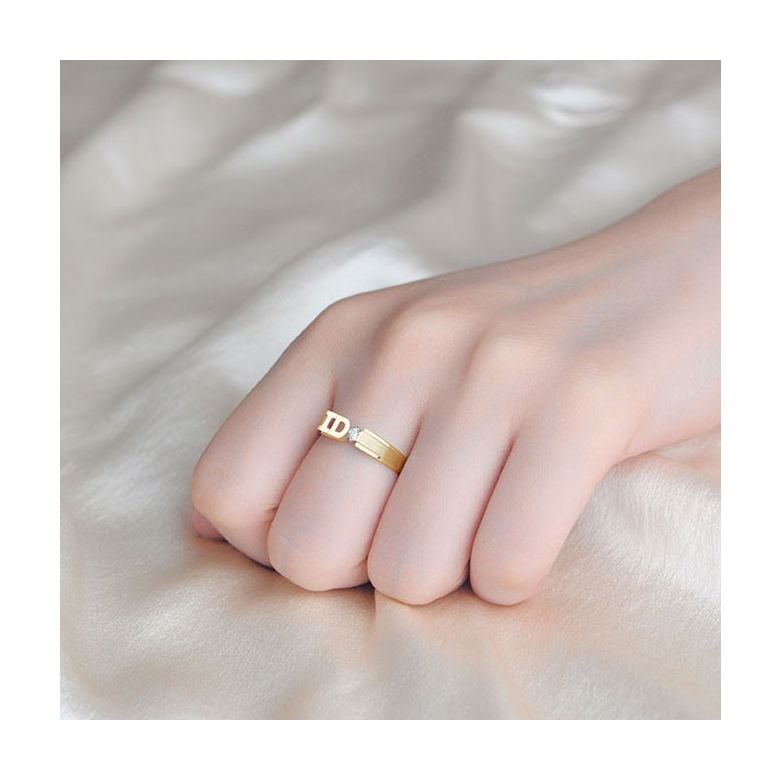 Fede Nuziale I Do - Anello Da Donna in Oro Giallo e Diamante - 4