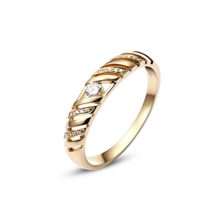 Fede Nuziale per Donna Pickford. Oro Giallo 18kt & Diamanti - 1