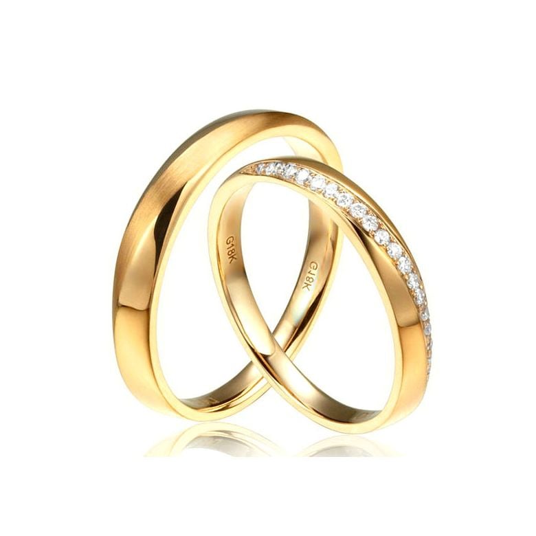 Fedi Nuziali Giovanna & Emiliano - Oro Giallo 18kt e Diamanti - 1