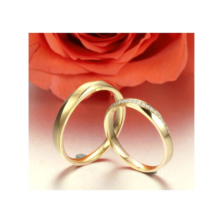 Fedi Nuziali Giovanna & Emiliano - Oro Giallo 18kt e Diamanti - 4