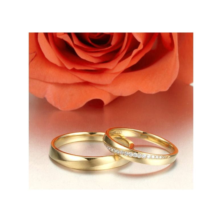 Fedi Nuziali Giovanna & Emiliano - Oro Giallo 18kt e Diamanti - 3
