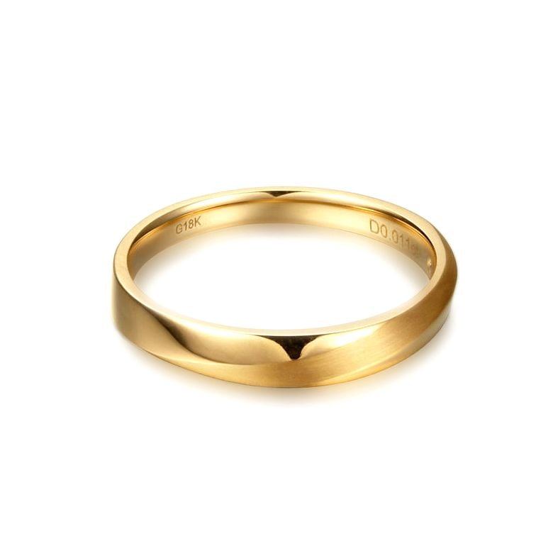Fede Nuziale da Uomo Emiliano - Oro Giallo e Diamante Interno - 4