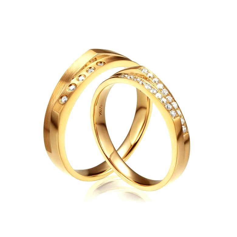 Coppia di Fedi Nuziali Odetta & Folco - Oro Giallo e Diamanti - 1