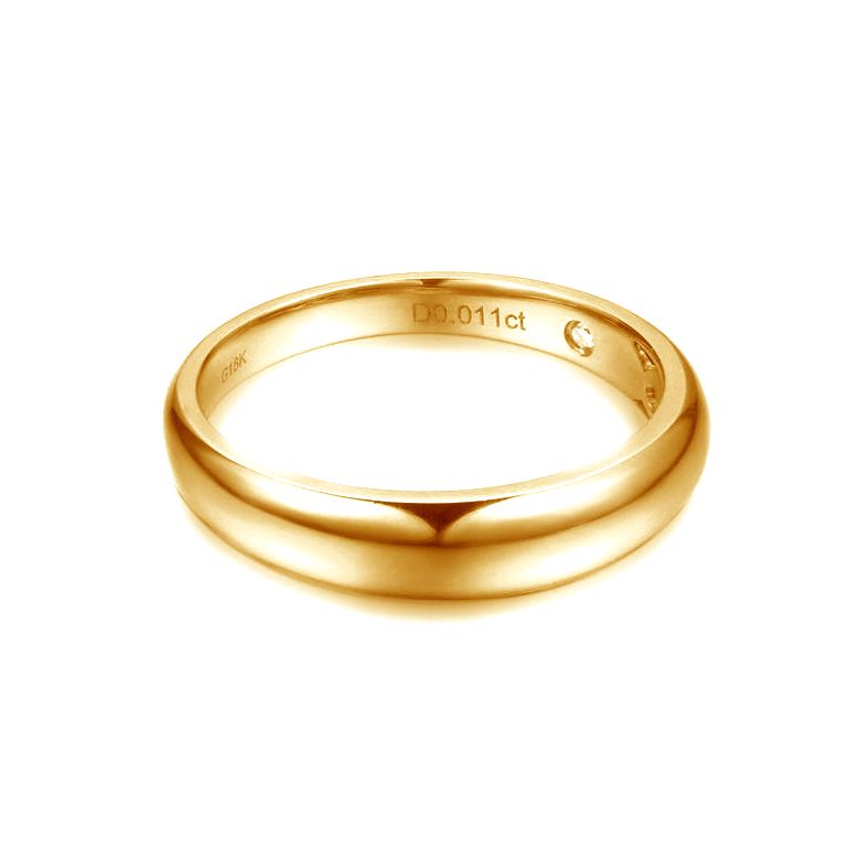 Fede Nuziale Bombata Carter - Anello Uomo Oro Giallo 18kt & Diamante - 3