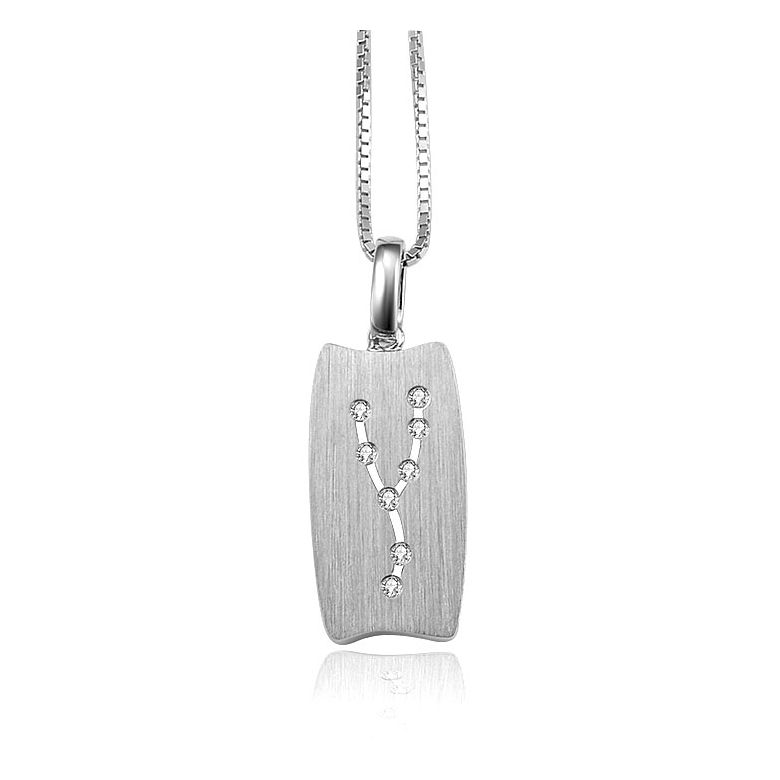Ciondolo astrologico - Costellazione del toro - Oro bianco, diamanti - 1