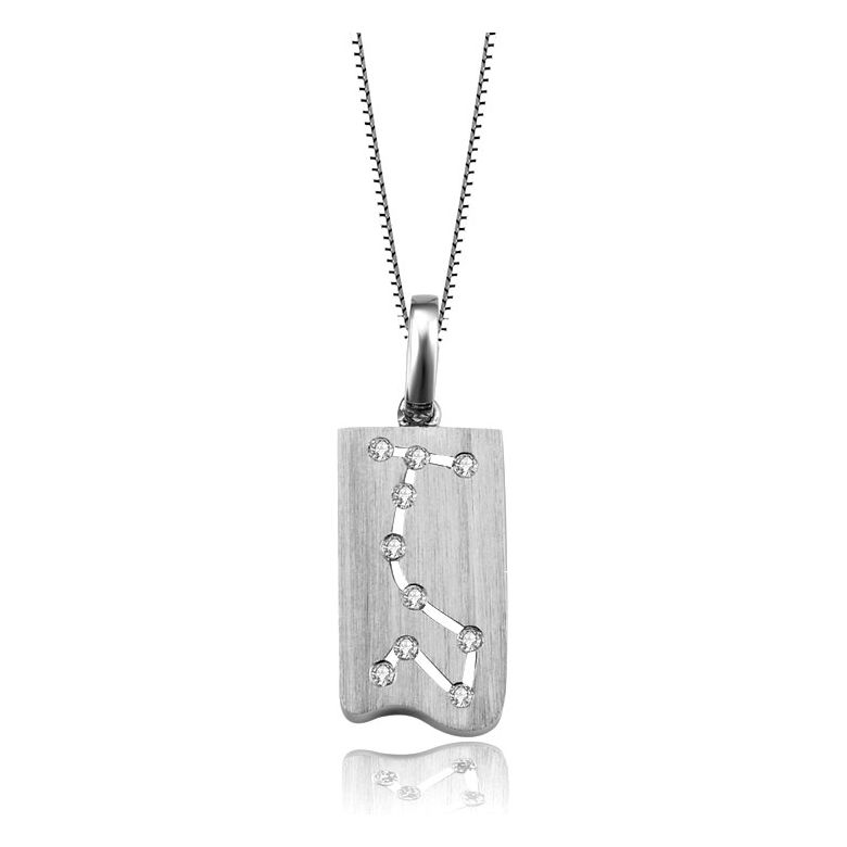 Ciondolo astrologico - Costellazione dello scorpione - Oro bianco, diamanti - 1