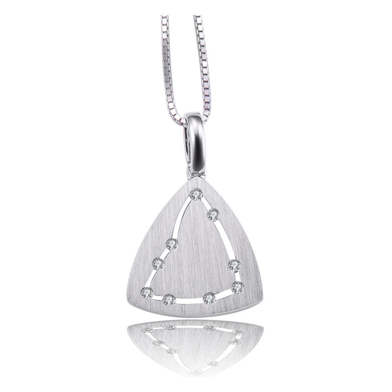 Ciondolo astrologico - Costellazione del capricorno - Oro bianco, diamanti - 1