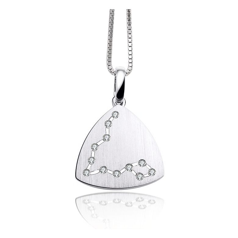 Ciondolo astrologico - Costellazione dei pesci - Oro bianco, diamanti - 1