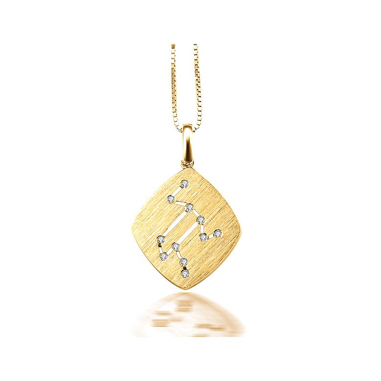 Ciondolo astrologico - Costellazione del leone - Oro giallo, diamanti - 1