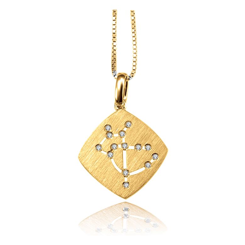 Ciondolo astrologico - Costellazione del sagittario - Oro giallo, diamanti - 1