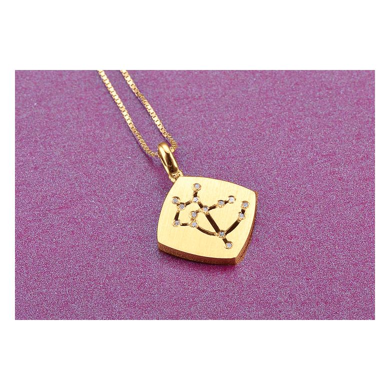Ciondolo astrologico - Costellazione del sagittario - Oro giallo, diamanti - 3