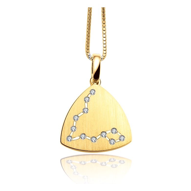 Ciondolo astrologico - Costellazione dei pesci - Oro giallo, diamanti - 1