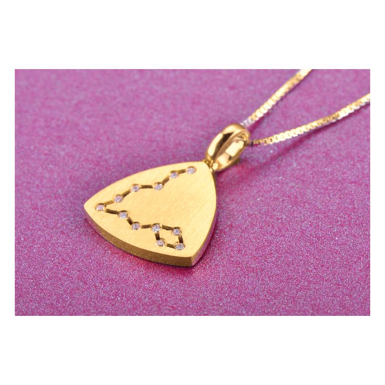 Ciondolo astrologico - Costellazione dei pesci - Oro giallo, diamanti - 2