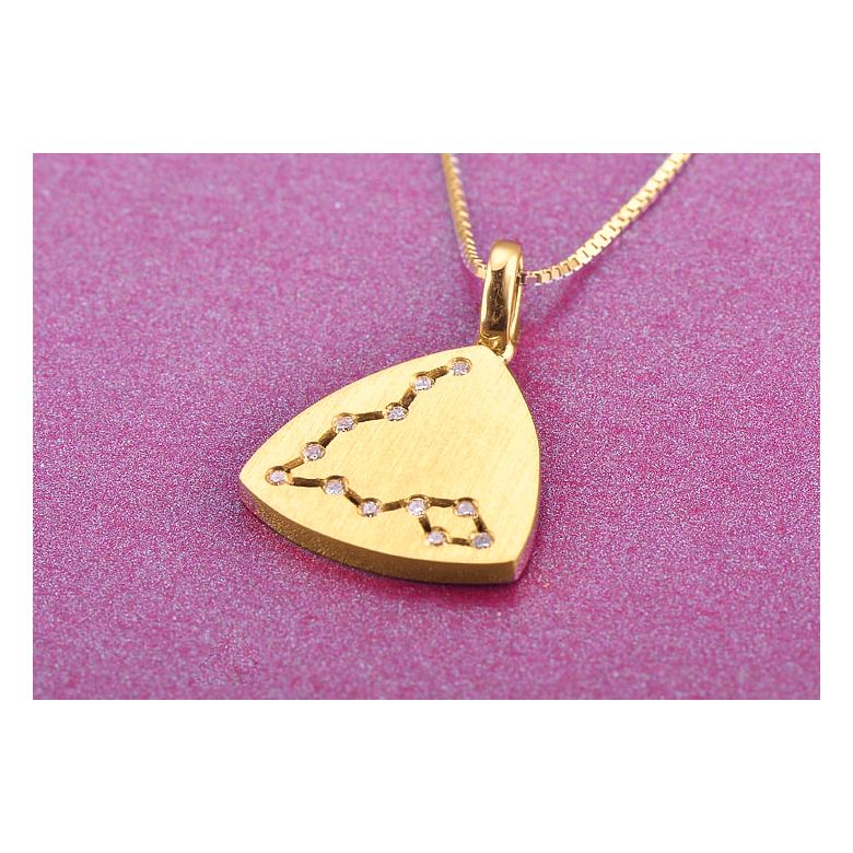 Ciondolo astrologico - Costellazione dei pesci - Oro giallo, diamanti - 3