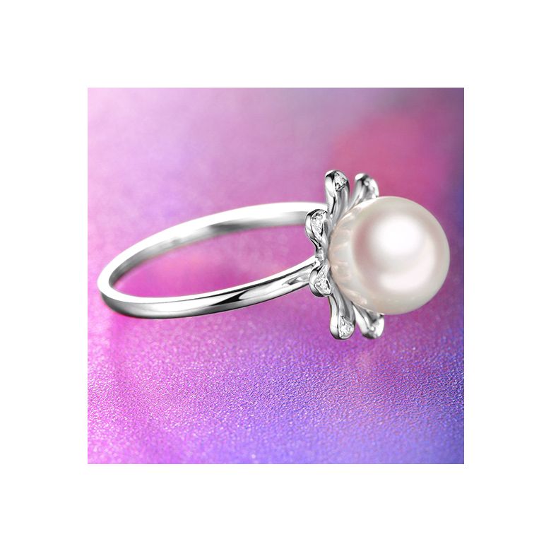 Anello Yuki No Hana - Oro Bianco, Diamanti e Perla Akoya - 6