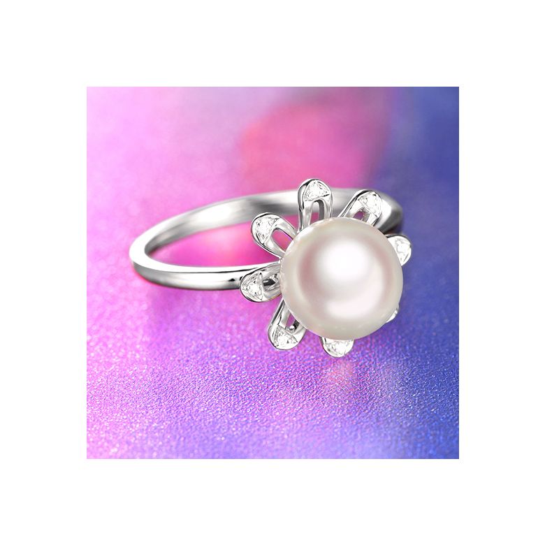 Anello Yuki No Hana - Oro Bianco, Diamanti e Perla Akoya - 5