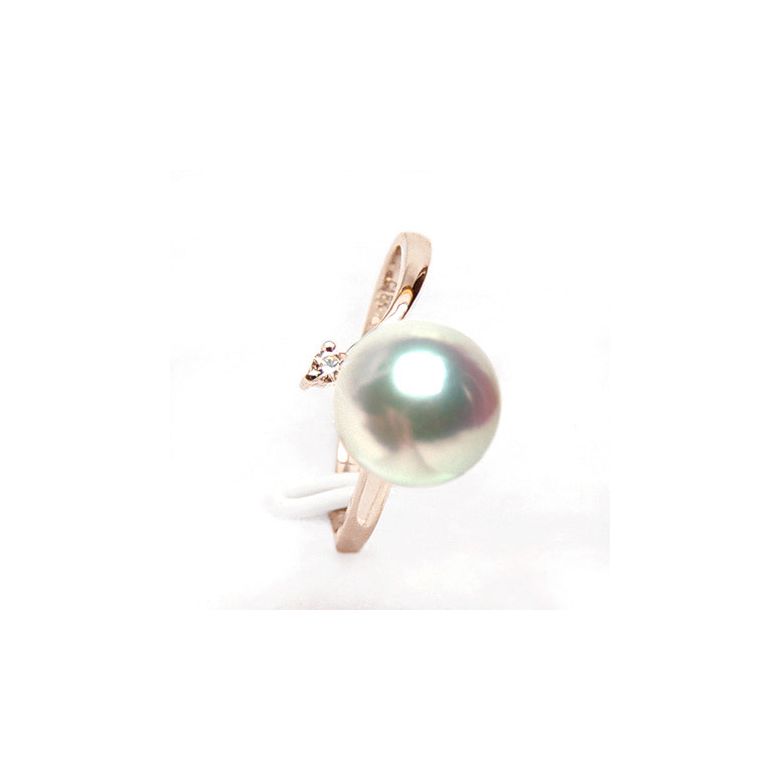 Anello Ayame - Oro Rosa, Diamanti e Perla Akoya - 2