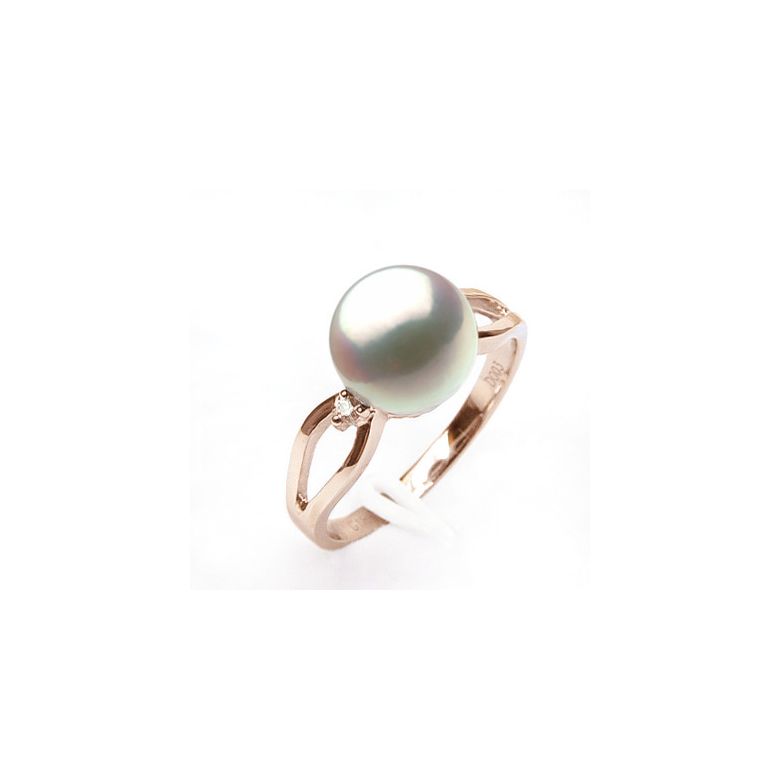 Anello Hanaé - Oro Rosa, Diamanti e Perla Akoya - 2